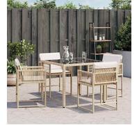 ""SWEETY"" Chaises de jardin avec coussins - lot de 4 - beige résine tressée - anticorrosion - 22kg CJ2914