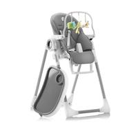 Sweety Fox Chaise Haute Bébé Evolutive, Pliable et Réglable, Nettoyage Facile - Inclinable en Transat bebe avec Barre de Jeux (de 6 mois à 3 ans, max 15kg) Gris Foncé