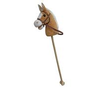 Sweety Toys 5109 Cheval bâton Goldy "My Donner" super mignon, Sweety-Toys - Couleur : beige doré - Très élégant - Avec crinière blanche avec fonction hennissement et bruit degalop, taille : env. 100 cm qualité supérieure avec poignée et roulettes en bois