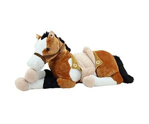 Sweety Toys Peluche 6502 Lucky XXL Cheval géant couché avec Selle Marron Beige
