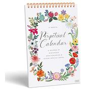 Sweetzer & Orange Calendrier perpétuel. Calendrier mural de 12 mois pour le bureau ou la famille. Planificateur floral 15,2 x 22,9 cm. Calendrier d'anniversaire intemporel à suspendre au mur, tableau