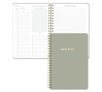 Sweetzer & Orange Carnet de planification journalière - Mise en page quotidienne non datée sur deux pages avec horaire, liste de tâches, priorités et notes - Organiseur de productivité à spirales de