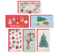 Sweetzer & Orange Cartes de Noël Porte-Argent ou Carte-Cadeau pour Adulte - 6 Designs, 4 de Chaque - Set de 24, Enveloppe Rouge - Intérieur Mat avec Encoches, Extérieur Brillant, 300 gsm - 8x15cm