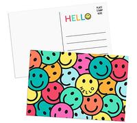 SWEETZER & ORANGE Hello Postcards Pack (60 cartes de vœux) - 10,2 x 15,2 cm de gratitude pour enfants et adultes, feuilles d'écriture 300 g/m², cartes de vœux vierges, lettres de bienvenue smiley pour