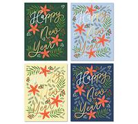 SWEETZER & ORANGE Lot de 24 cartes de Nouvel An avec enveloppes - Lot de 24 feuilles épaisses de 300 g/m² pour décoration de vacances, cartes de vœux, fêtes joyeuses et messages de remerciement