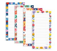 Sweetzer&Orange Lot de 4 blocs-notes magnétiques pour réfrigérateur - Planificateur floral amusant pour réfrigérateur - Feuilles de liste de champ de force pour refroidisseur - Pages d'écriture