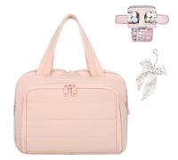 Sweevly Toiletry Bag, Puffy Multi-Functional 4-in-1 Bag, Travel Toiletry Handbag Lightweight Large Wide-Open Organiser for Traveling Essentials, Multi Compartments, Soft As Feathers (Pink-2)