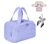 Sweevly Toiletry Bag, Puffy Multi-Functional 4-in-1 Bag, Travel Toiletry Handbag Lightweight Large Wide-Open Organiser for Traveling Essentials, Multi Compartments, Soft As Feathers (Purple)