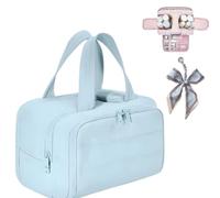 Sweevly Toiletry Bag, Puffy Multi-Functional 4-in-1 Bag, Travel Toiletry Handbag Lightweight Large Wide-Open Organiser for Traveling Essentials, Multi Compartments, Soft As Feathers (Blue)
