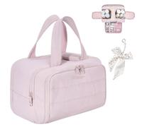 Sweevly Toiletry Bag, Puffy Multi-Functional 4-in-1 Bag, Travel Toiletry Handbag Lightweight Large Wide-Open Organiser for Traveling Essentials, Multi Compartments, Soft As Feathers (Pink-1)