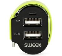Sweex CH-023BL Chargeur voiture 3 sorties 6 A 2x Usb / Micro-usb Noir / vert G