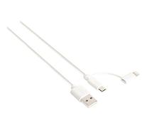 Sweex smca 0321-01 Câble de Chargement et de données 2 en 1, USB 2.0 Fiche A Micro B avec Adaptateur Lightning, 1 m Blanc