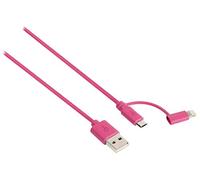Sweex smca 0321-09 Câble de Chargement et de données 2 en 1, USB 2.0 Fiche A Micro B avec Adaptateur Lightning, 1 m Rose