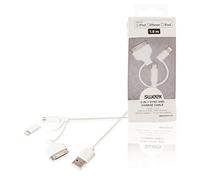 Sweex smca 0331-01 Câble de Chargement et de données 3 en 1, USB 2.0 Fiche A Micro B avec Adaptateur Lightning et Adaptateur Dock 30 Broches, 1 m Blanc
