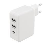 Sweex Wall Charger - Adaptateur Secteur - 4.8 A - 3 Connecteurs De Sortie (Usb, 24 Pin Usb-C) - Blanc