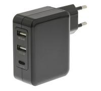Sweex Wall Charger - Adaptateur Secteur - 4.8 A - 3 Connecteurs De Sortie (Usb, 24 Pin Usb-C) - Noir