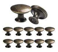 SWEGAS Lot de 12 boutons vintage antiques - 30 mm - En laiton - Ronds - Pour armoire, tiroir, cuisine, salle de bain, armoire, maison, bureau, meubles (bronze)