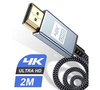 sweguard Câble HDMI 4K Câble HDMI 2.0 Haute Vitesse 18gbps Câble HDMI 2.0 en Nylon tressé Prise en Charge de la 3D / Retour Audio/Lecteur Blu-Ray/Téléviseur/Moniteur Ultra HD PS3 / PS4 (2m, gris)