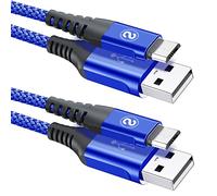 sweguard Lot de 2 câbles Micro USB 2.0 en Nylon tressé pour Smartphones et tablettes Android Samsung, PS4, HTC, Huawei, Sony, Nexus, Nokia etc.(2m+2m,Bleu)