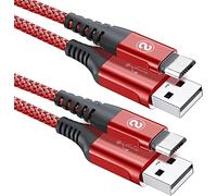 sweguard Lot de 2 câbles Micro USB 2.0 en Nylon tressé pour Smartphones et tablettes Android Samsung, PS4, HTC, Huawei, Sony, Nexus, Nokia etc.(2m+2m,rouge)