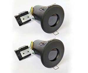 Sweier 90 Minutes Résistantes au feu Downlight, IP65 Projecteur Encastré de Plafond Étanche et Ignifuge, GU10 Salle de Bain Spot, Découpe 70mm, Lot de 2, Ampoules non Fournies