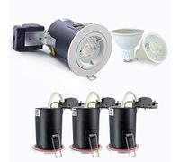 Sweier Lot de 4 plafonniers encastrés à DEL résistants au feu de 90 minutes, IP20 GU10, spot résistant au feu avec ampoule blanc froid 5 W 6000 K, blanc (non variable)