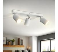 Sweier Plafonnier 3 Spot Blanc, Plafond Lampe avec 3 Ampoules 5W 430LM Blanc Chaud 3000K, GU10 Plafonnier Orientable Spot avec Trois Bras,Pour Cuisine, Salon