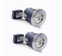 Sweier Plafonnier encastré coupe-feu 90 minutes IP20 avec douille GU10, boîte de jonction pour spot LED (ampoule non incluse) - Finition nickel satiné