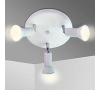 Sweier Plafonnier LED Blanc 3 Spots 5W 430LM, Blanc Chaud 3000K, Orientable avec Trois Bras GU10, Idéal pour Chambre, Cuisine, Salon, Spot Intérieur de Plafond pour Couloirs et Entrées - φ195mm 3TD-W
