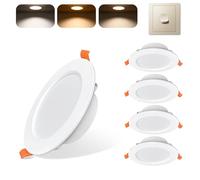 Sweier Spot LED 7W Blanc, Encastré Spot Salle de Bain IP44 Blanc Chaud 3000K/ Blanc Neutre 4000K/ Blanc Froid 6000K, 600LM 230V Encastré Downlight LED,Diamètre du trou Ø 88-100 mm, Lot de 5