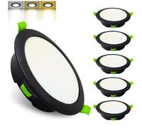 Sweier Spot LED Encastrable Dimmable, 7W 600LM Spots de Plafond Encastré Blanc Chaud 3000K Blanc Neutre 4500K Blanc Froid 6000K, Noir Spot LED IP44 pour Salle de Bain Cuisine Salon, Lot de 6