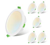 Sweier Spots LED Encastrés Ultra-Plats, à 3 couleurs réglables (3000K/4000K/6000K) 7W 600LM IP44 Étanche pour Salle de Bain, Cuisine, Salon Pack de 6