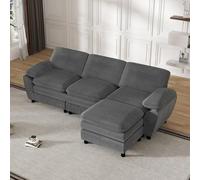 Sweiko Canapé Convertible 3 Places Moderne avec Ottoman Amovible Ergonomique Canapé d'angle et 2 Coussins Confortables pour Salon (Dark Gray)
