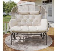 Sweiko Chaise à Bascule Double de Jardin, Chaise Suspendue de Patio, Chaise à Bascule d'extérieur, balançoire de Porche pour Balcon ou terrasse (Gray)