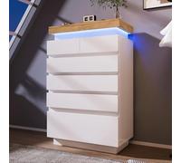 Sweiko Commode, Buffet à 6 tiroirs, éclairage LED (commandé par Application), Meuble Multifonctionnel pour Le séjour et la Chambre à coucherr (115 x 73 x 39 cm)