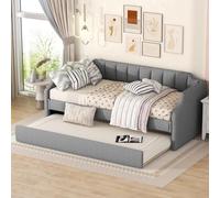 Sweiko Lit Banquette 90 x 200 cm,Modern1 Place lit gigogne,2 in 1 lit Simple Fonctionnel escamotable pour 1 Personne Canapé-lit escamotable (Grau)