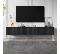 Sweiko Meuble TV avec pieds dorés - Meuble bas pour salon - Noir - 190 x 38 x 48 cm