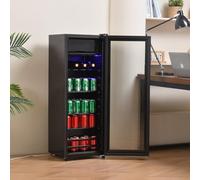 Sweiko Réfrigérateur de 128 litres, congélateur de 8 litres et congélateur de 120 litres.Fonctionnement silencieux,économie d'énergie, clayettes réglables (Black, 128L)