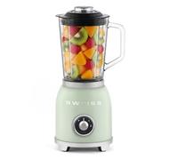 SWEISS Blender Smoothie Vintage MXV7, 2 vitesses et fonction pulse, 6 lames en acier inoxydable, Capacité 1,5L, Bol en verre, Pieds antidérapants, Interrupteur de sécurité, 1000 W, Vert