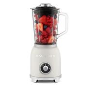 SWEISS Blender Smoothie Vintage MXV8, 2 vitesses et fonction pulse, 6 lames en acier inoxydable, Capacité 1,5L, Bol en verre, Pieds antidérapants, Interrupteur de sécurité, 1000 W, Beige