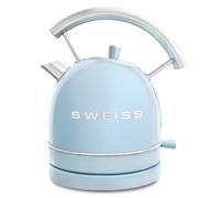 SWEISS Bouilloire électrique vintage KTL6 1,5L, Inox compacte pratique 2200W, Ébullition rapide, Niveau d'eau visible et gradué, Arrêt automatique, Socle 360°, Bleu