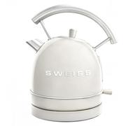 SWEISS Bouilloire électrique vintage KTL8 1,5L, Inox compacte pratique 2200W, Ébullition rapide, Niveau d'eau visible et gradué, Arrêt automatique, Socle 360°, Beige