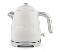 SWEISS Bouilloire électrique vintage KTS8, 1L, Inox compacte pratique 1000W, Ébullition rapide, Niveau d'eau visible et gradué, Arrêt automatique, Base pivotante 360°, Beige