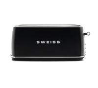 SWEISS Grille Pain Toaster GRV9 vintage, 2 Fentes, 6 Niveaux de puissance, Décolgélation, Spécial Baguettes, Rapide et Uniforme, Nettoyage Facile, Tiroir ramasse-miettes, Noir, 1500 W