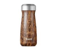 S'well Bouteille d'eau de voyage en acier inoxydable - 470 ml - Bois de teck - Triple couche isotherme sous vide - Garde le café, le thé et les boissons froides pendant 24 heures et chaudes pendant 12