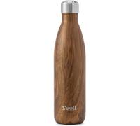 S'well Bouteille d'eau originale, bois de teck, 500ml. La bouteille isotherme garde les boissons froides et chaudes - Bouteille d'hydratation en acier inoxydable sans BPA pour les déplacements.