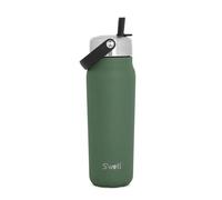S'well Explorer Gourde en acier inoxydable recyclé avec couvercle à paille rabattable, 700 ml, jaspe vert, triple couche d’isolation sous vide, garde boissons froides 36 h et chaudes 8 h, sans BPA