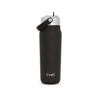 S'well Explorer Gourde en acier inoxydable recyclé avec couvercle à paille rabattable, 700 ml, noir (Onyx), triple couche d’isolation sous vide, garde boissons froides 36 h et chaudes 8 h, sans BPA