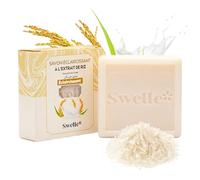 SWELLE Savon au Lait de Riz 1 x 100g Bio Éclaircissant Visage Corps | Anti-Âge Hydratant Naturel | Unifie le Teint Réduit Taches | Savon Solide Artisanal sans Sulfate | Homme Femme