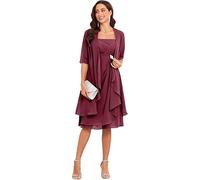 SWEMILE Robe de Soirée en Mousseline de Soie Robe à Bretelles avec Veste Lot de 2 en Rose Désert Robe Femme Délicate